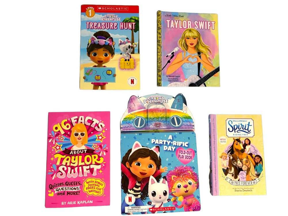 Lot of 5 Children's Books: Gabby's Dollhouse, Taylor Swift, and Spirit Riding Fr